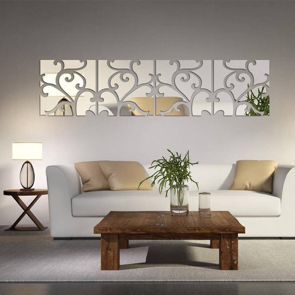 Gương điêu khắc trang trí tường sofa