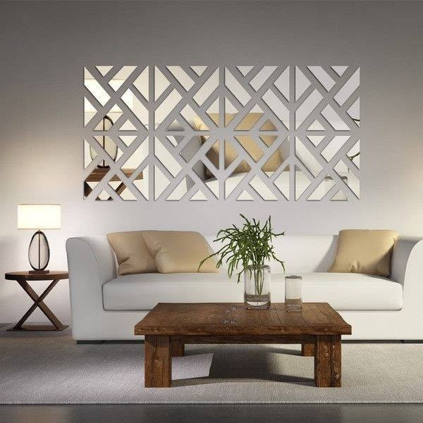 Gương điêu khắc trang trí tường sofa