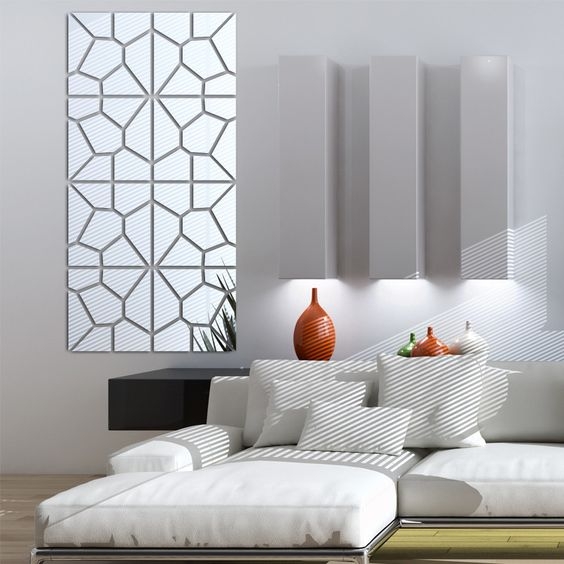 Gương điêu khắc trang trí tường sofa