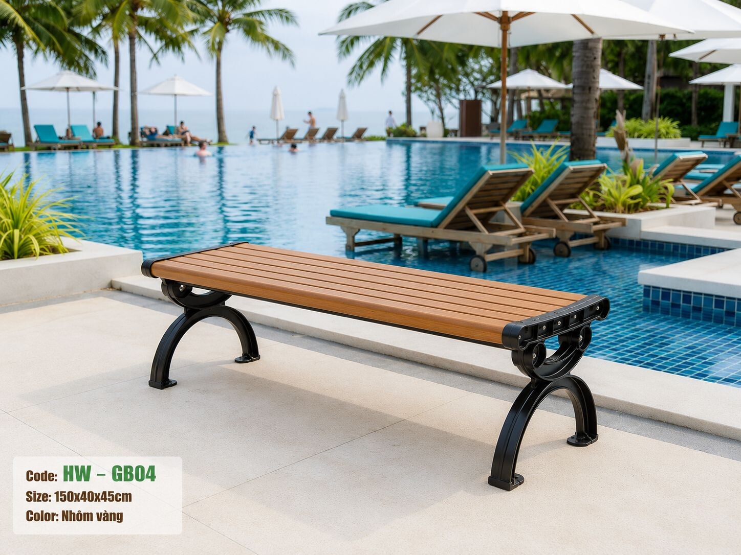 GHẾ DÀI CÔNG VIÊN NHÔM ĐÚC- HW-GB04