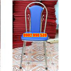Ghế nhà hàng inox xếp bộc nệm xanh