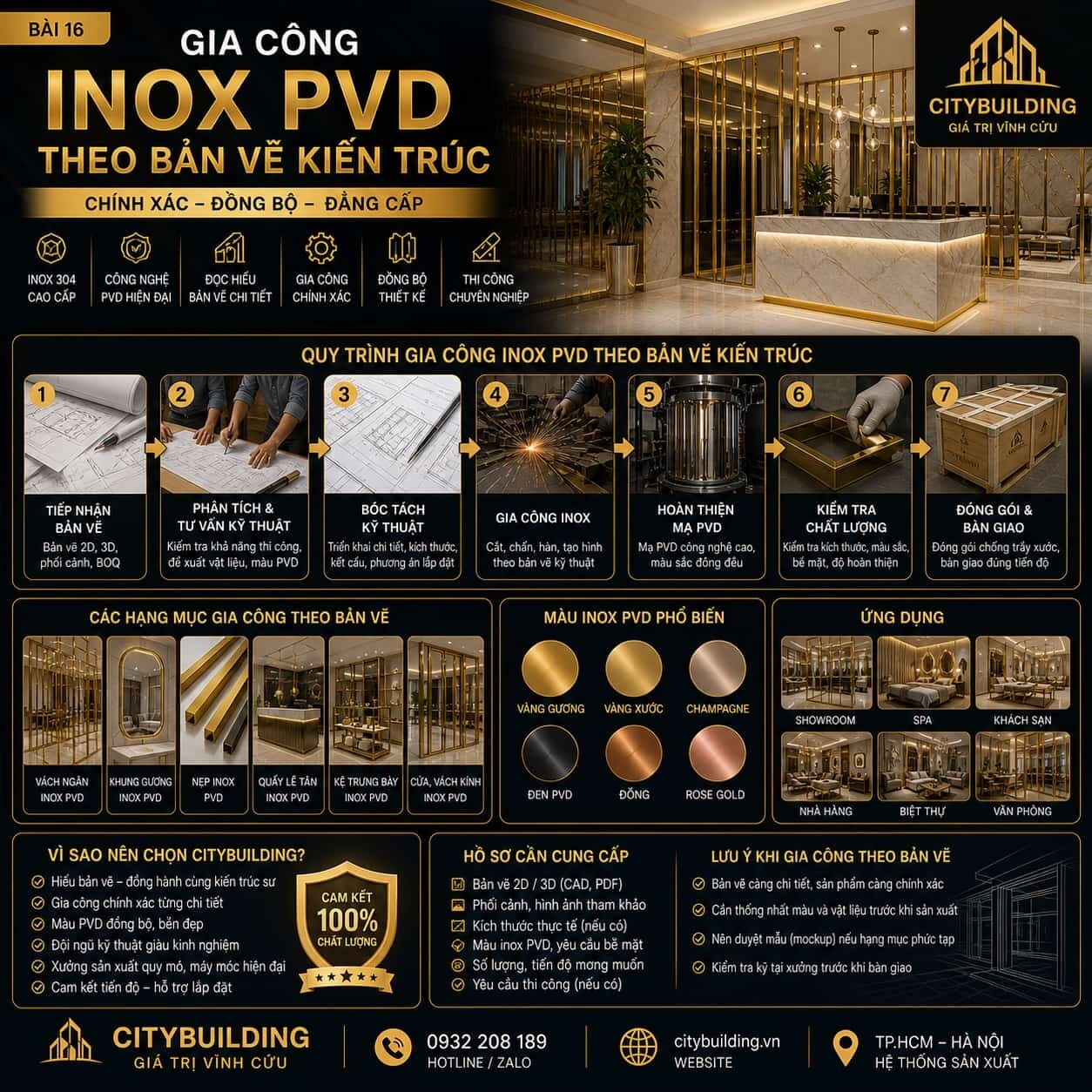 GIA CÔNG INOX PVD THEO BẢN VẼ KIẾN TRÚC CHUYÊN NGHIỆP