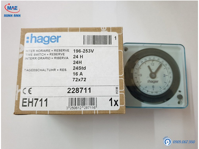 Giá Hager EH711 Chỉ 580K - Công Tắc Hẹn Giờ Timer 24h