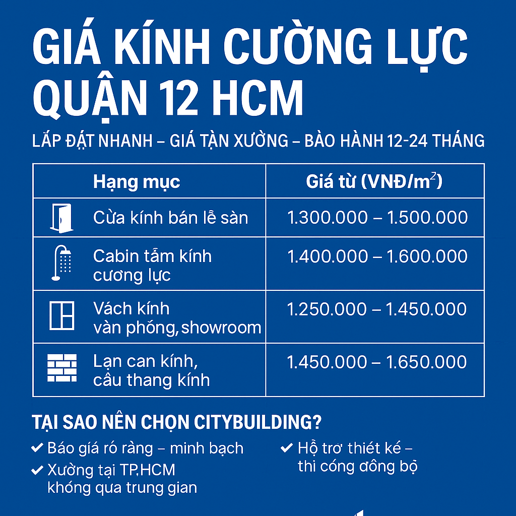 📌 GIÁ KÍNH CƯỜNG LỰC QUẬN 12 HCM | LẮP ĐẶT NHANH – GIÁ TẬN XƯỞNG – CITYBUILDING