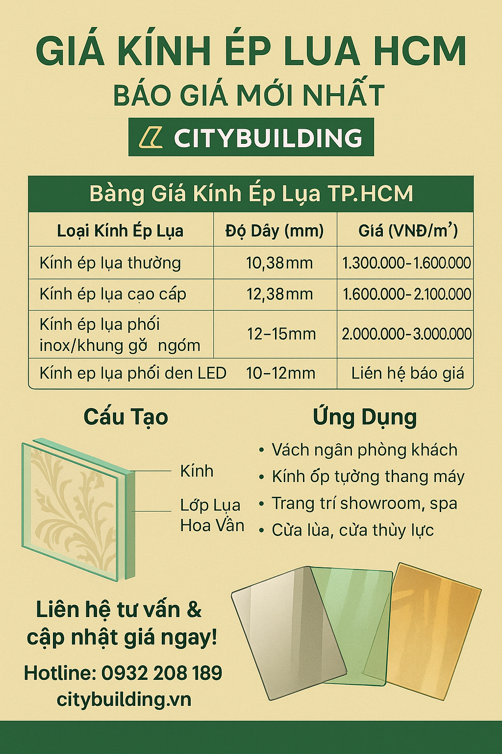 🔖 GIÁ KÍNH ÉP LỤA HCM – BÁO GIÁ MỚI NHẤT, THI CÔNG TRỌN GÓI | CITYBUILDING