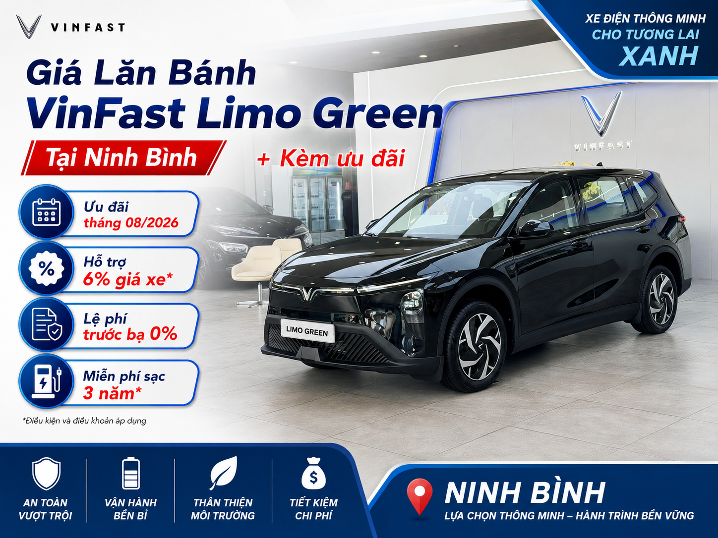 VinFast Limo Green Ninh Bình 09/2026: Giá Lăn Bánh & Ưu Đãi