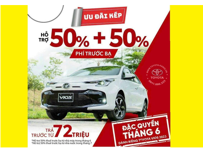 TOYOTA VIOS 2023 - GIÁ LĂN BÁNH XE THÁNG 6 VỚI NHIỀU KM HẤP DẪN LÊN TỚI TRÊN 100% THUẾ