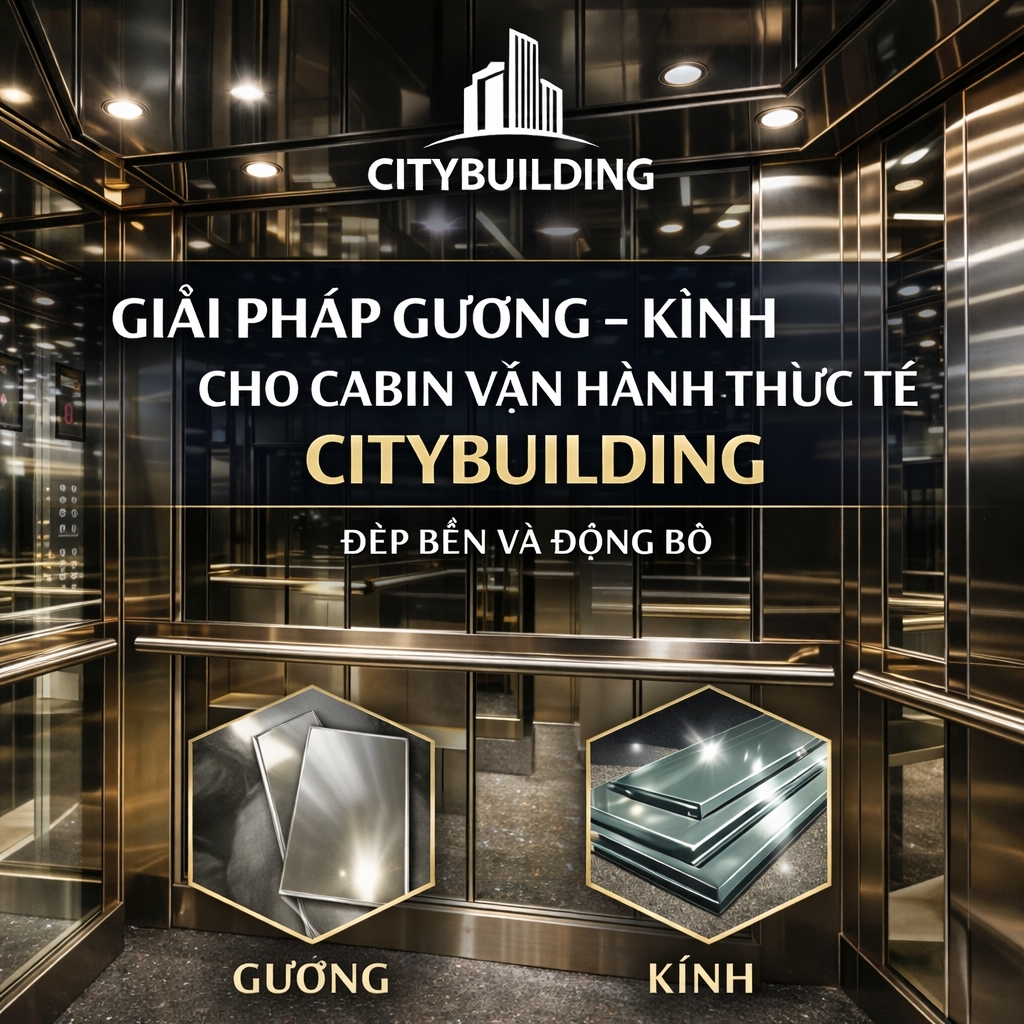 GIẢI PHÁP GƯƠNG KÍNH CHO CABIN VẬN HÀNH THỰC TẾ CITYBUILDING ĐẸP BỀN VÀ ĐỒNG BỘ