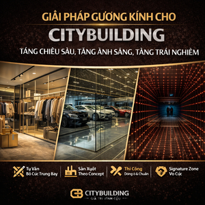 💎 GIẢI PHÁP GƯƠNG KÍNH CHO SHOWROOM CITYBUILDING – TĂNG CHIỀU SÂU, TĂNG ÁNH SÁNG, TĂNG TRẢI NGHIỆM