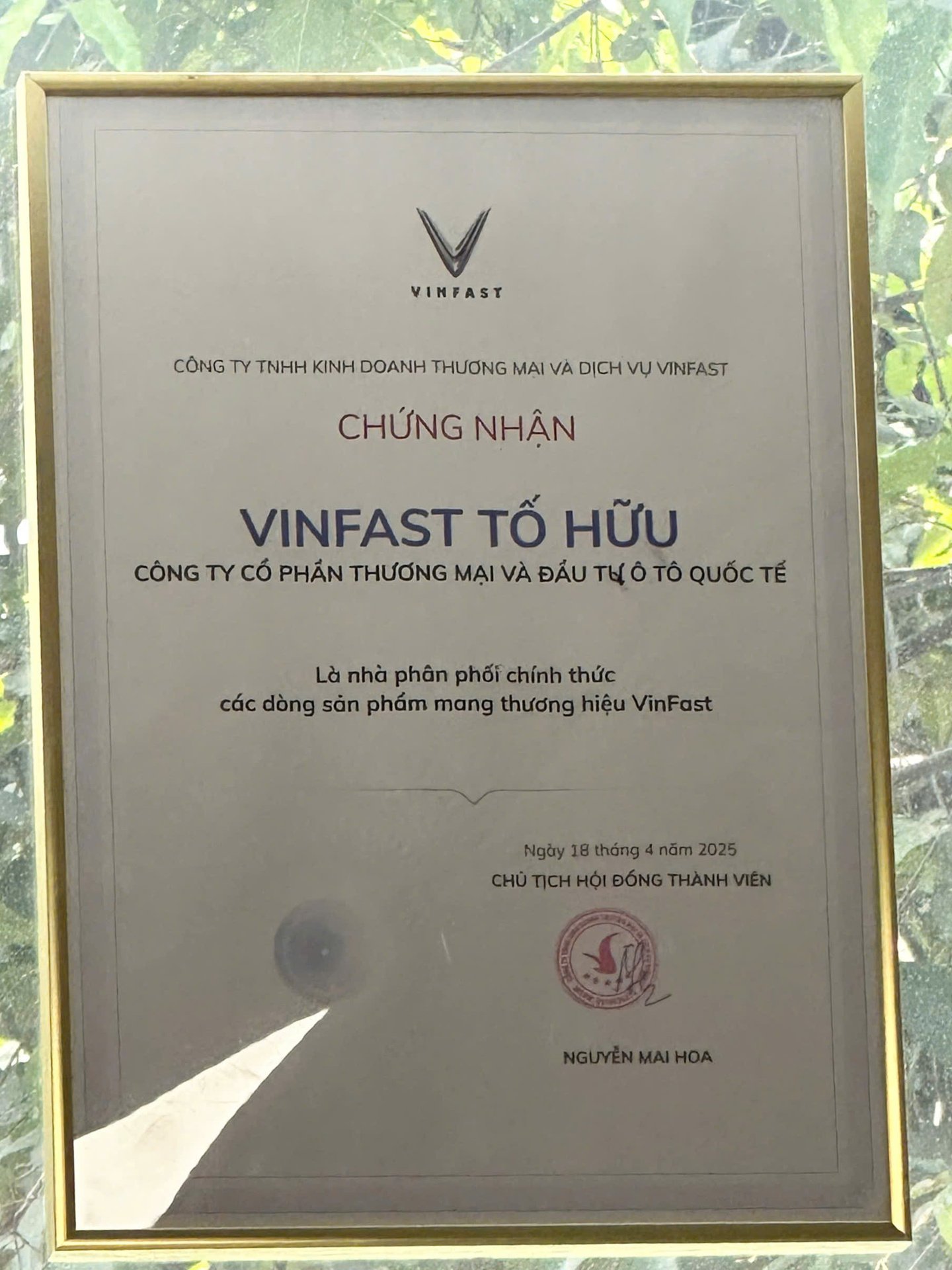 Giấy chứng nhận đại lý