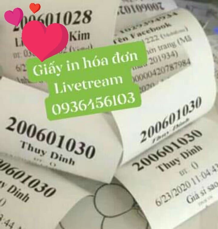 Giấy in bill chốt đơn Livestream Facebook