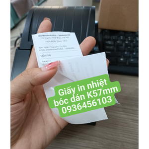 Giấy in nhiệt bóc dán K57mm (Giấy in bill K57mm có keo liên tục) dùng cho máy in bill K57
