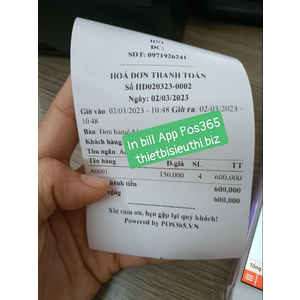 Máy in hóa đơn kết nối điện thoại qua app Pos365