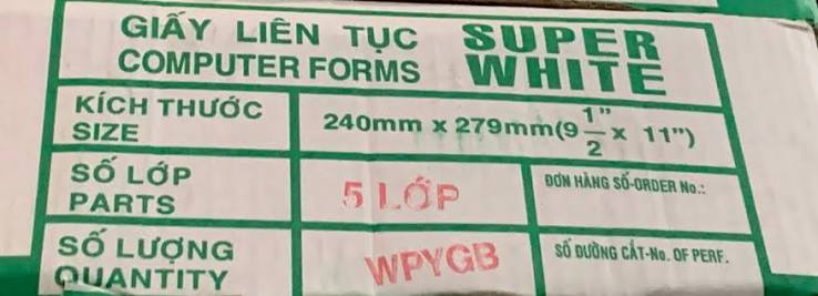 Giấy liên tục 5 liên 240x279 mm