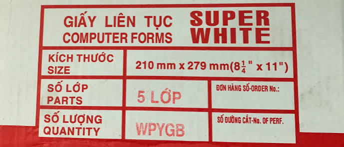 Giấy liên tục 5 liên 210x279mm