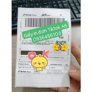 Giấy in nhiệt A6 dạng tệp 325 tờ: In đơn Shopee, Tiktok Shop, Tiki, Lazada, In mã vận đơn các đơn vị vận chuyển.