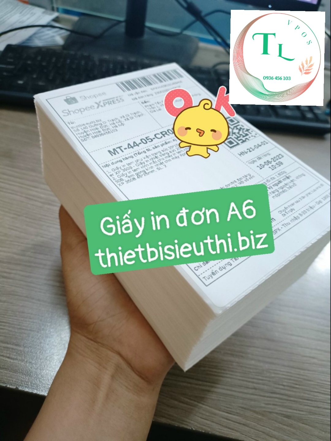 Giấy in nhiệt A6 dạng tệp 500 tờ: In đơn Shopee, Tiktok Shop, các sàn thương mại điện tử, in đơn các đơn vị vận chuyển.