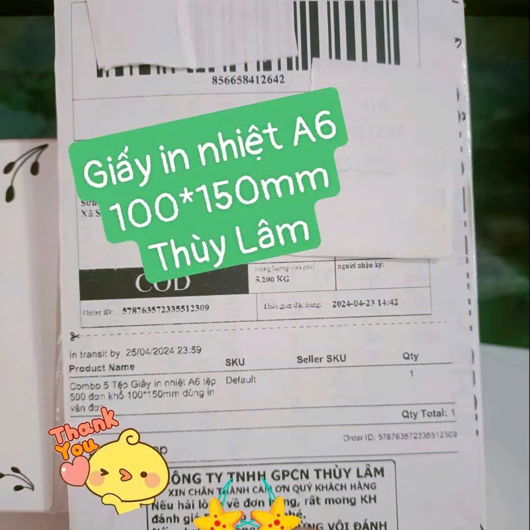 Giấy in nhiệt A6 dạng tệp 500 tờ: In đơn Shopee, Tiktok Shop, các sàn thương mại điện tử, in đơn các đơn vị vận chuyển.