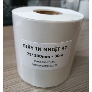 Giấy in nhiệt A7 cuộn 30m khổ 75*100mm dùng cho các máy in nhiệt