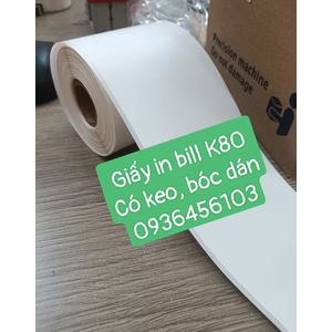 Giấy in nhiệt bóc dán K79*30m (Giấy in bill K80 có keo liên tục) dùng cho máy in hóa đơn K80