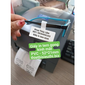 Giấy in tem kính mắt cuộn 50m tem PVC cho máy in ruy băng mực Godex G500