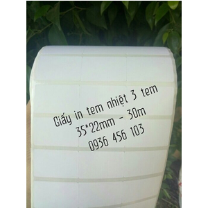 Giấy in tem nhiệt 3 tem 35*22mm - 30m
