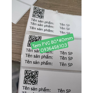Giấy in tem mã vạch PVC 80*40mm khổ cuộn 50m