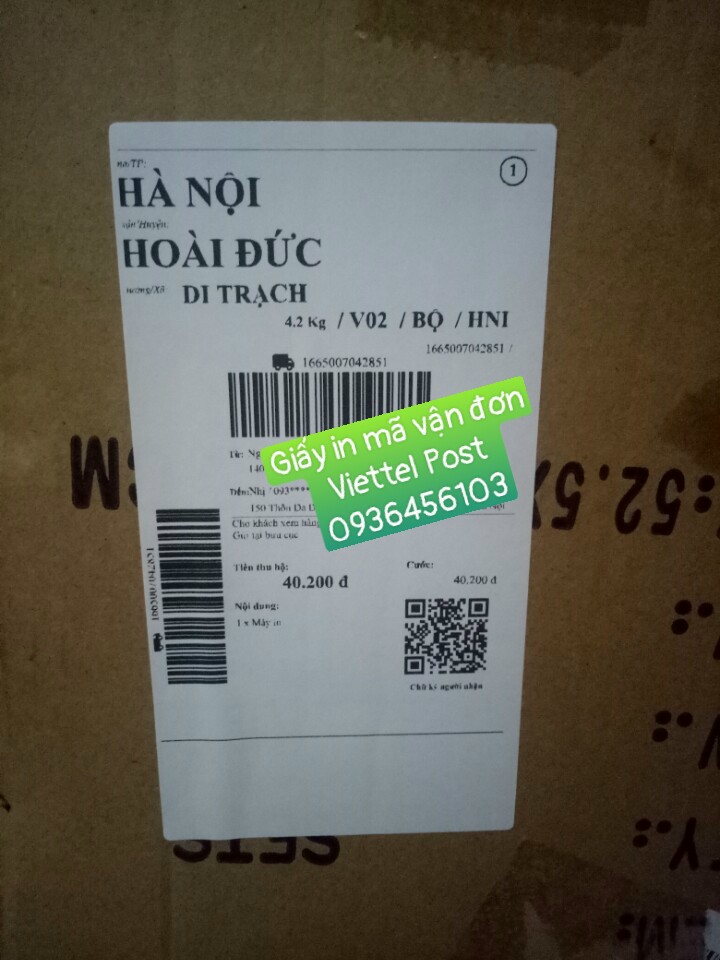 Giấy in tem mã vận đơn Viettel Post khổ 75*150mm