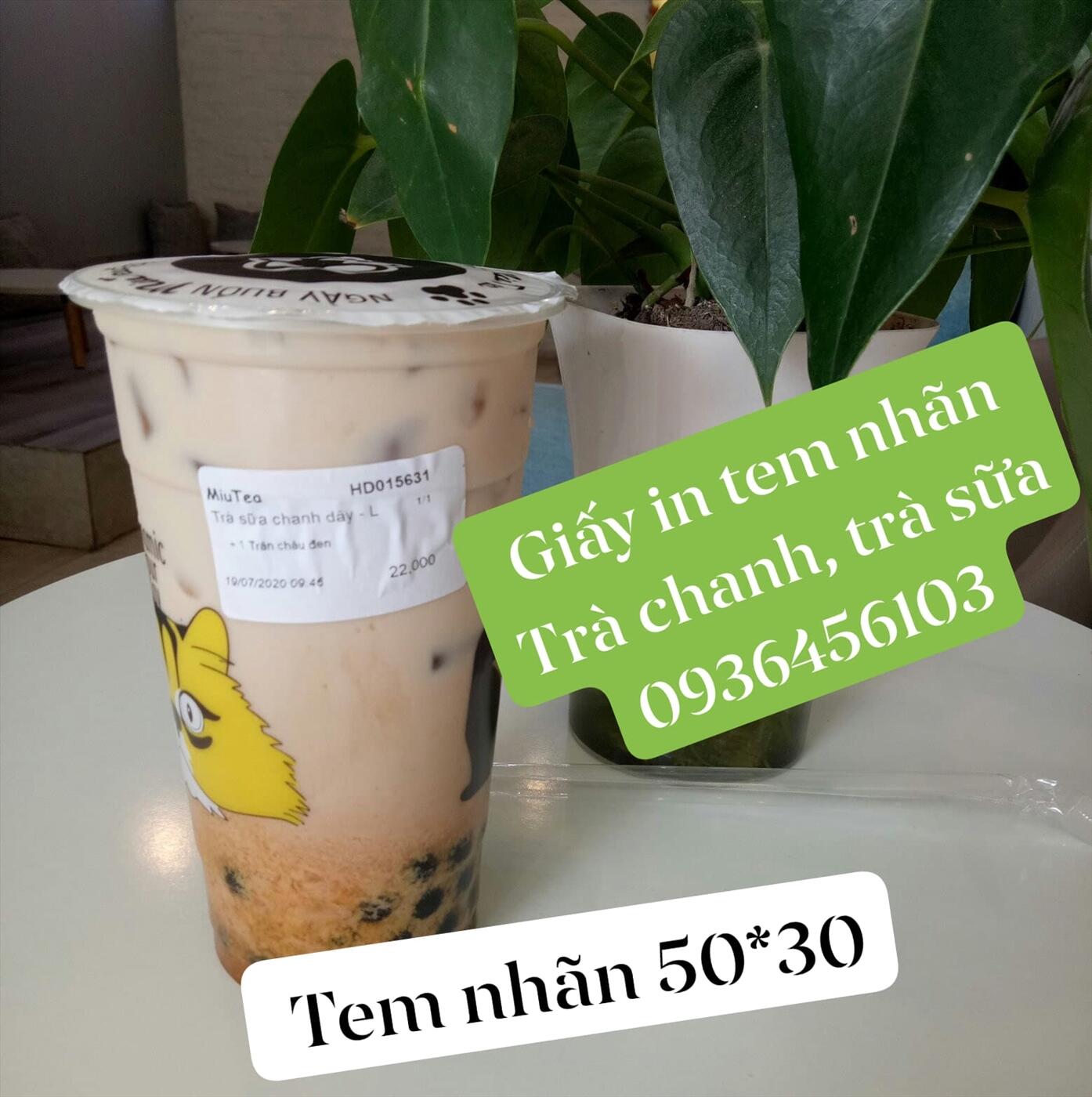 Giấy in tem nhãn trà chanh trà sữa 50*30mm