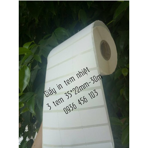 Giấy in tem nhiệt 3 tem 35*22mm - 30m