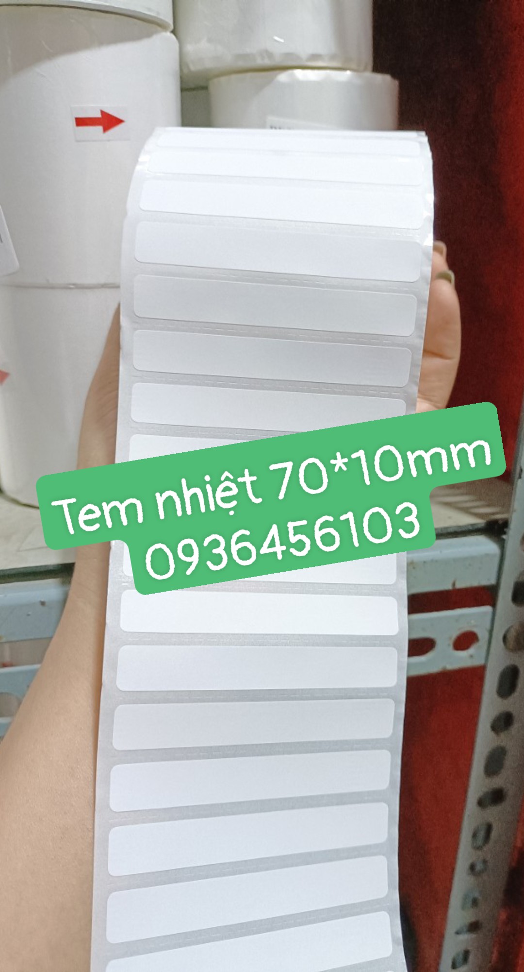 Giấy in tem nhiệt 70*10mm cuộn 30m