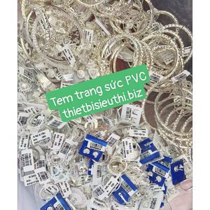 Giấy in tem vàng bạc trang sức PVC khổ 21*10mm cuộn 50m