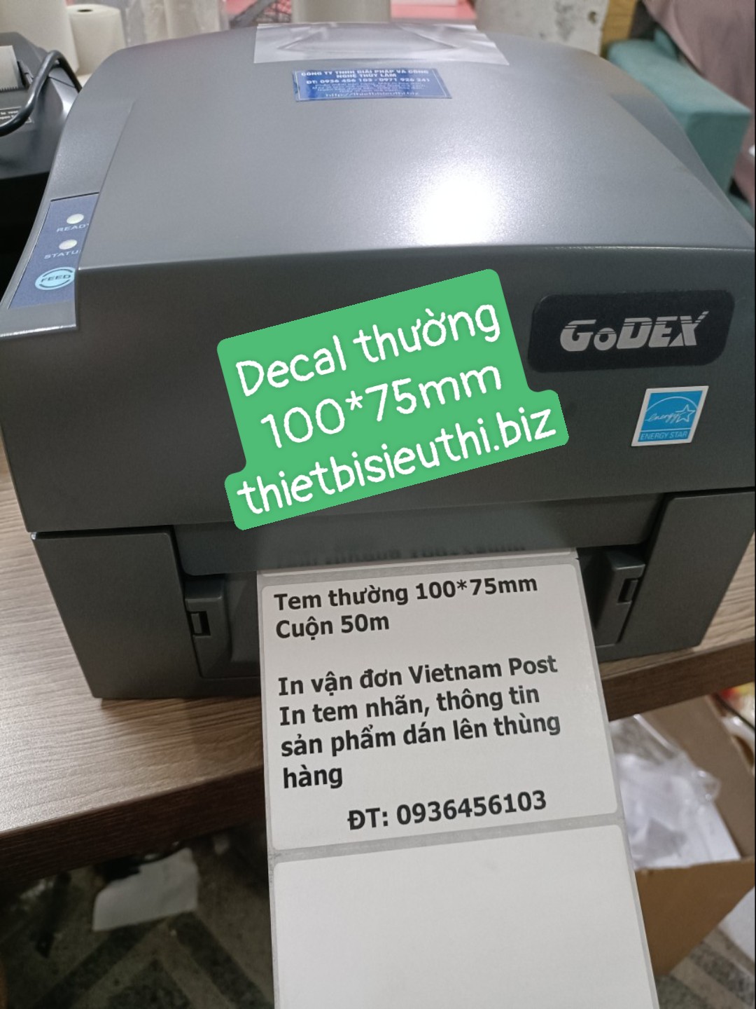 Giấy in tem thường 100*75mm cuộn 50m