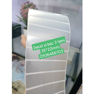 Giấy in tem decal xi bạc 35*22mm khổ 3 tem cuộn 50m