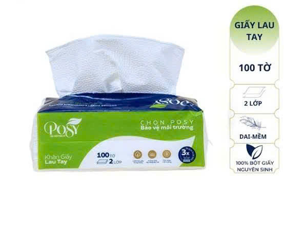 Giấy lau tay Posy 2 lớp – 100 tờ