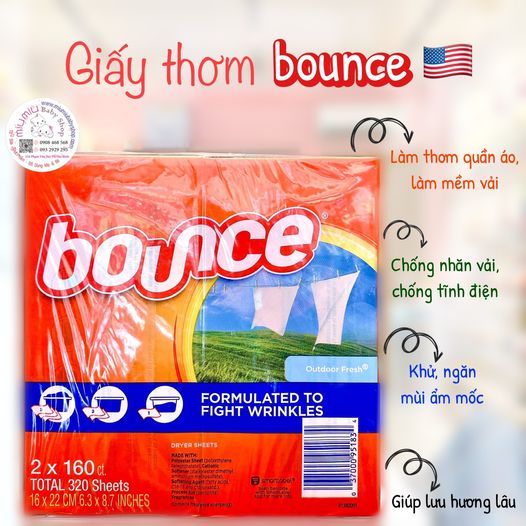 Giấy thơm Bounce 320 tờ / lốc 🇺🇸