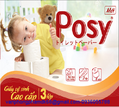 Giấy vệ sinh cao cấp Posy 6 cuộn có lõi,3 lớp
