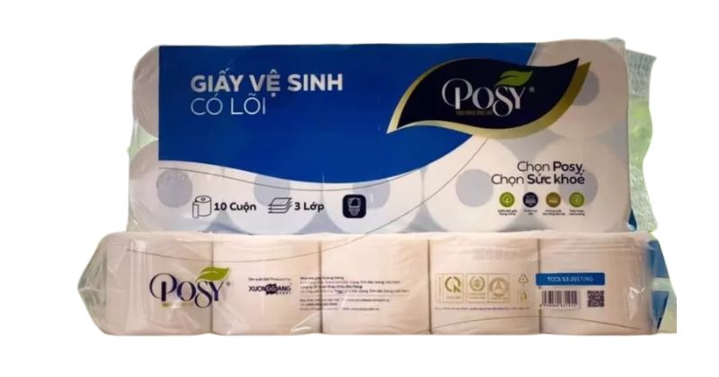 Giấy vệ sinh Posy 10 cuộn 4 lớp có lõi