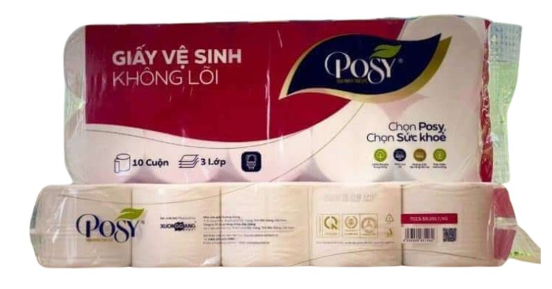 Giấy Vệ Sinh Posy 10 Cuộn 4 Lớp Không Lõi