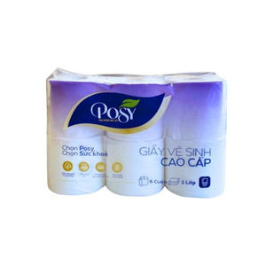 Giấy vệ sinh cao cấp Posy 6 cuộn có lõi,3 lớp