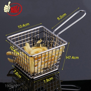 Giỏ, Rọ inox 304 kích thước 104*104*74mm đựng khoai tay chiên phục vụ