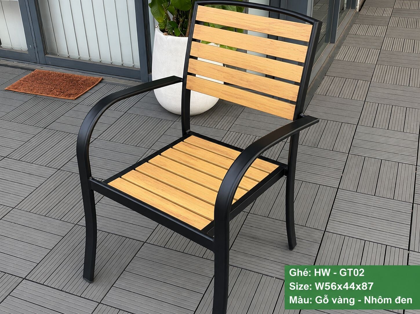 GHẾ GỖ NHỰA NGOÀI TRỜI HW-GT02Đ