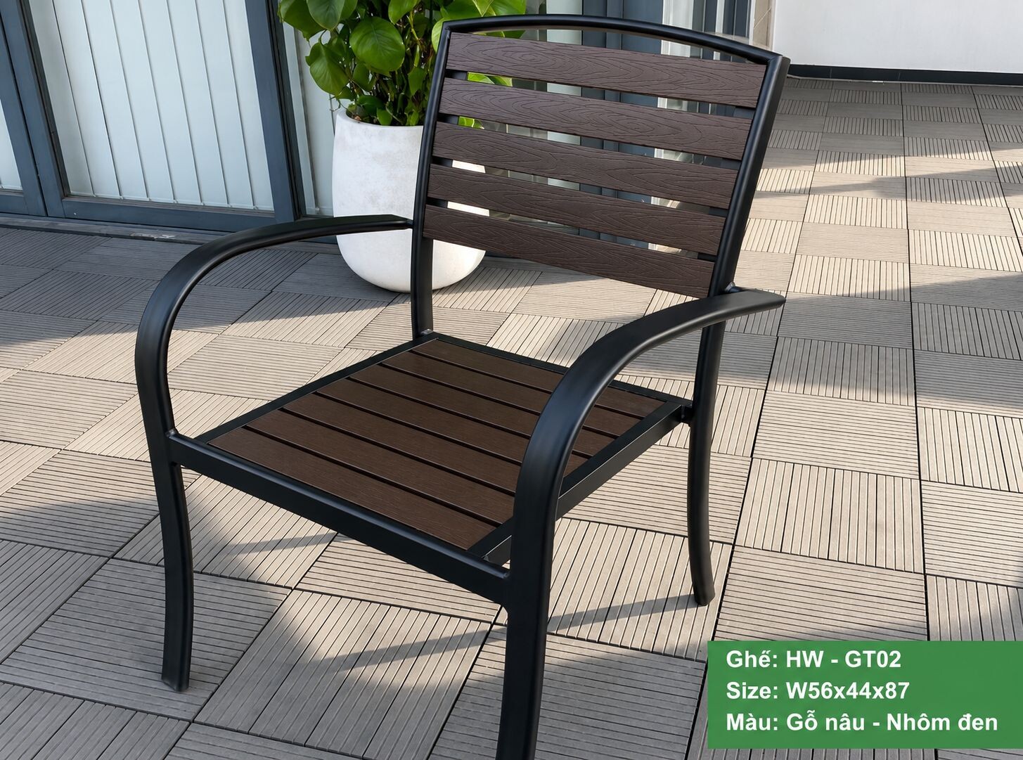 Bộ bàn tròn cà phê 4 ghế sân vườn HW-BBT màu nâu