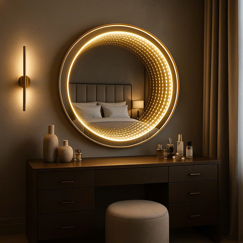 💄 GƯƠNG BÀN TRANG ĐIỂM VÔ CỰC TRÒN – CITYBUILDING THIẾT KẾ THEO YÊU CẦU