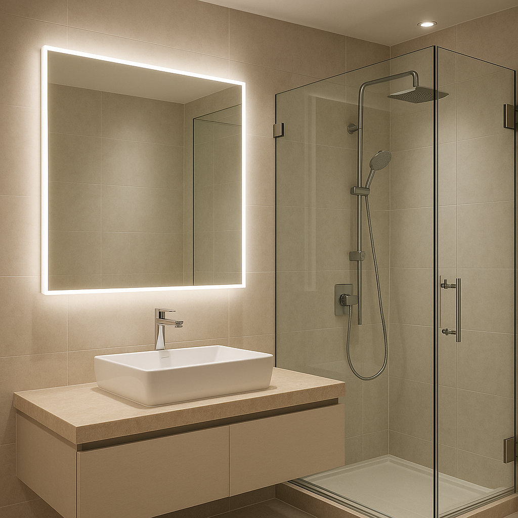 💎 Citybuilding cung cấp gương nhà tắm theo yêu cầu tại Xã Phước Hải, được sản xuất trực tiếp tại nhà máy 4000m², ứng dụng công nghệ cắt CNC – mài viền – phủ bạc tiêu chuẩn cao, sử dụng gương AGC Bỉ 5mm chống ố – chống đen mép.