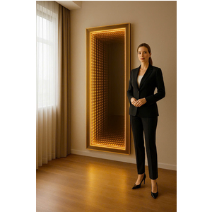 🪞 GƯƠNG SOI TOÀN THÂN LED VÔ CỰC KHUNG VÀNG – CITYBUILDING ĐẲNG CẤP SHOWROOM & VĂN PHÒNG