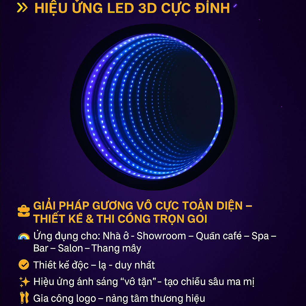 🔥 GƯƠNG VÔ CỰC CITYBUILDING – SẢN XUẤT THEO YÊU CẦU, HIỆU ỨNG LED 3D CỰC ĐỈNH 🔥