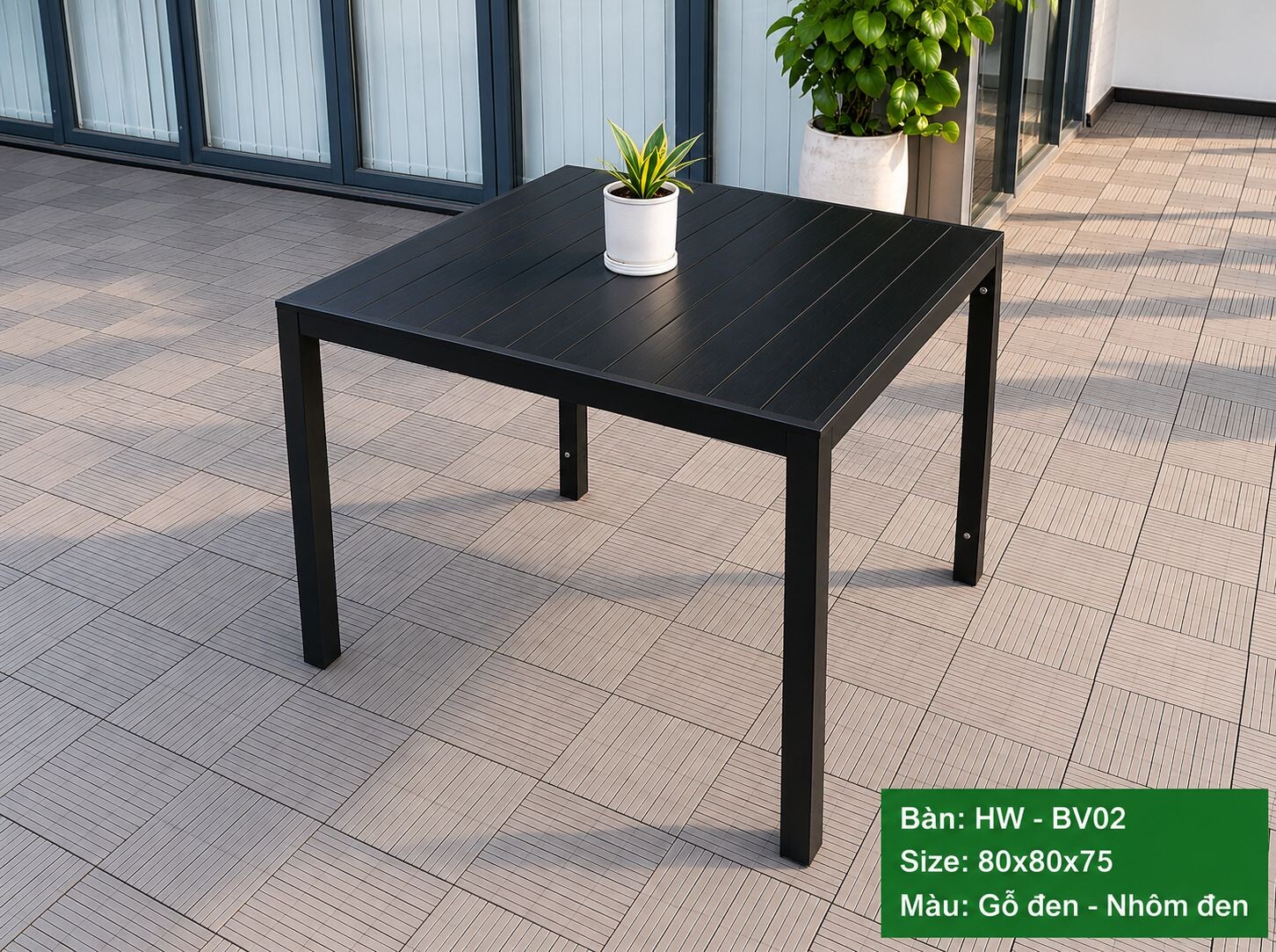 BÀN VUÔNG CÀ PHÊ SÂN VƯỜN HW-BV02Đ