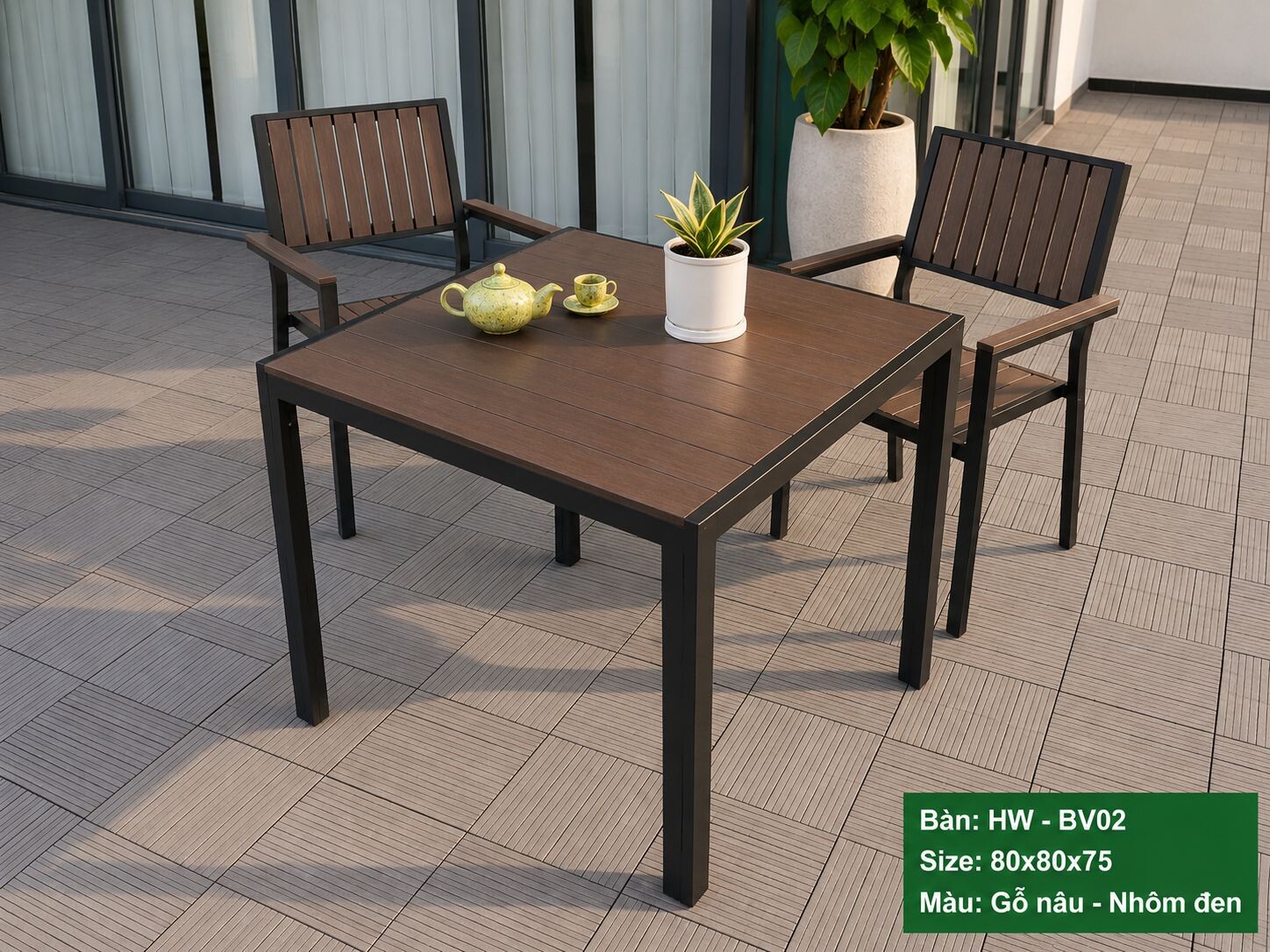 BÀN VUÔNG CÀ PHÊ SÂN VƯỜN HW-BV02N