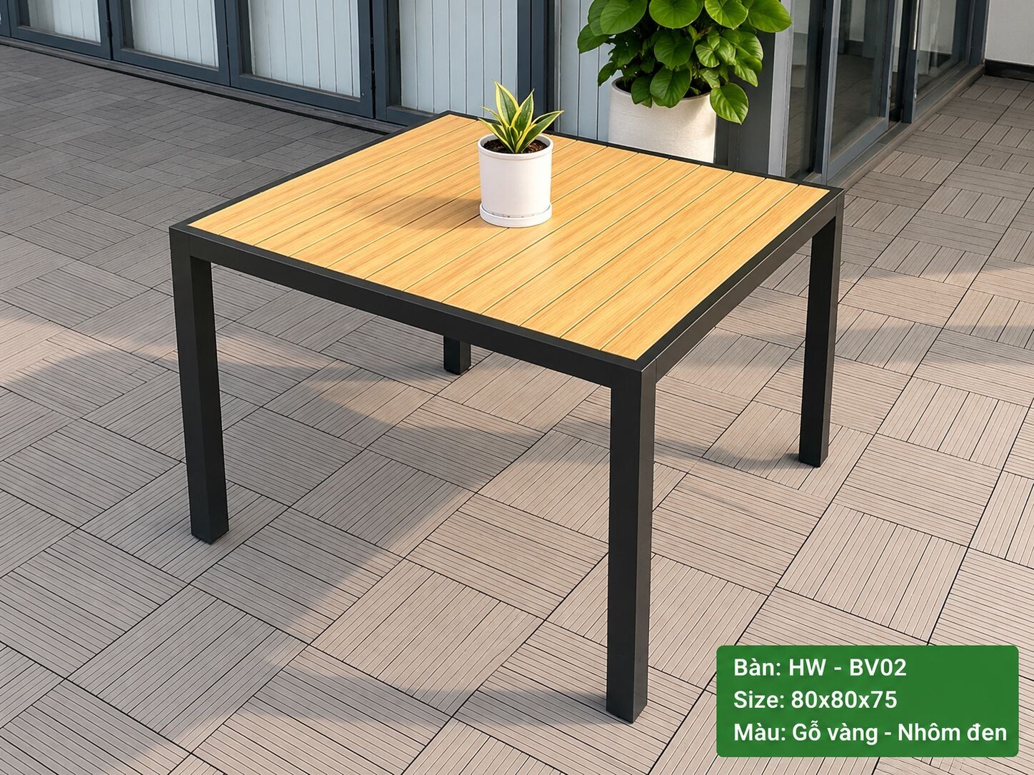 BÀN VUÔNG CÀ PHÊ SÂN VƯỜN HW-BV02VĐ